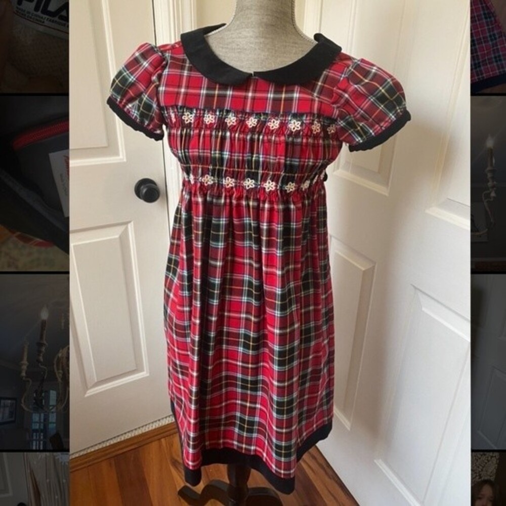 Hanna Andersson plaid tartan dress 140 EUC Smocked